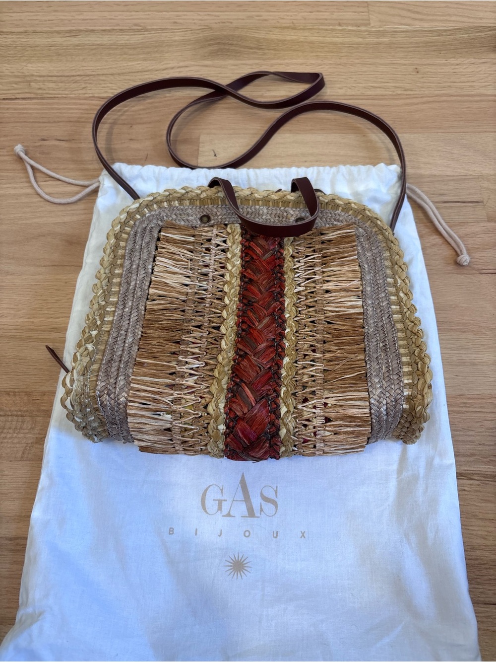 Exquisite J Florentine raffia shopping bag NWT